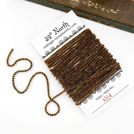 Old Gold & Gold Chenille Sparkle Cording ~ 5 yards ~ Tiny 1/8" wide