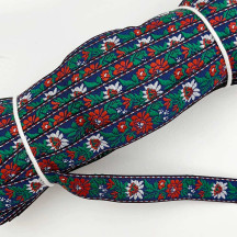 Small Blue Floral Folk Costume Trim ~ Czech Republic ~ 1/2" wide (13mm)