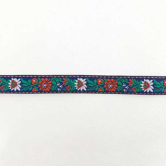 Small Blue Floral Folk Costume Trim ~ Czech Republic ~ 1/2" wide (13mm)