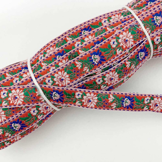 Small Red Floral Folk Costume Trim ~ Czech Republic ~ 1/2" wide (13mm)