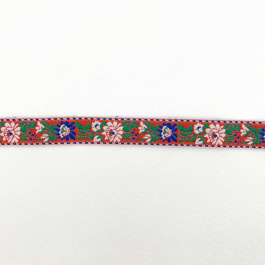 Small Red Floral Folk Costume Trim ~ Czech Republic ~ 1/2" wide (13mm)