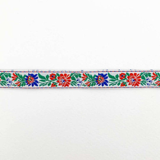 Small White Floral Folk Costume Trim ~ Czech Republic ~ 1/2" wide (13mm)