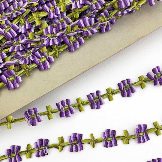 Purple and Green Floral Ribbon Trim ~ 5/8" wide
