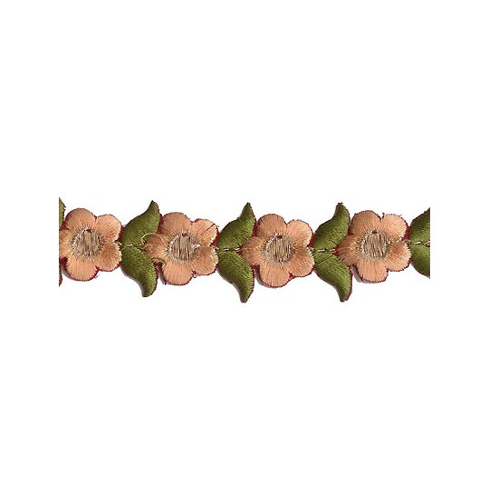 Small Peach Flower Embroidered Cutwork Trim ~ India ~ 1" wide