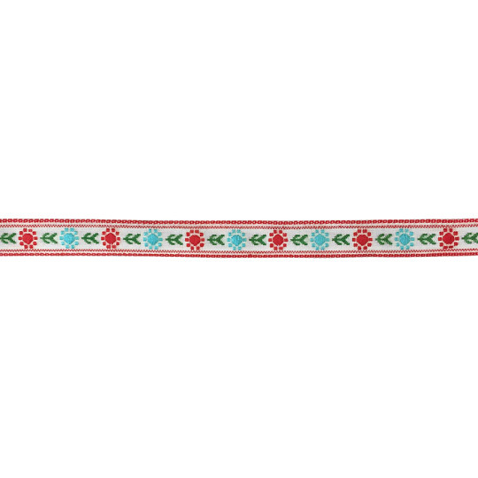 Red and Light Blue Posy Floral Folk Costume Trim ~ Vintage Japan ~ 7/16" wide ~ Poly