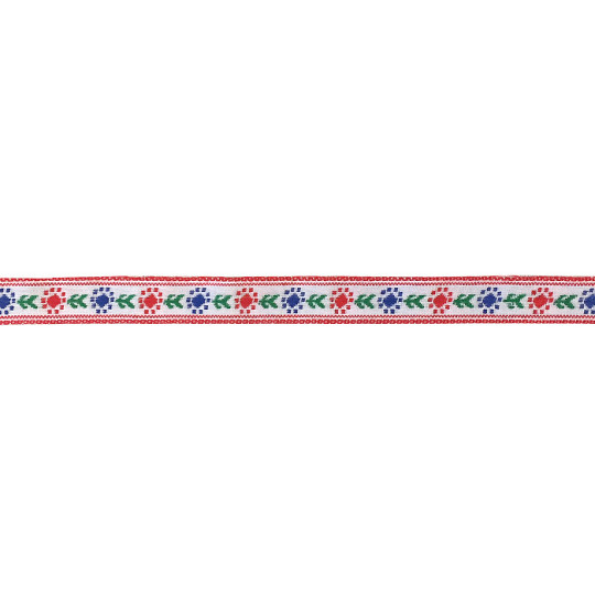 Red and Royal Blue Posy Floral Folk Costume Trim ~ Vintage Japan ~ 7/16" wide ~ Poly