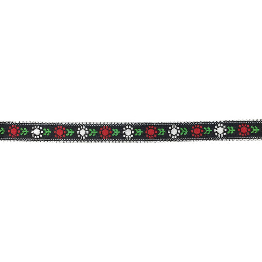 Red and White Posy Floral Folk Costume Trim ~ Vintage Japan ~ 7/16" wide ~ Poly