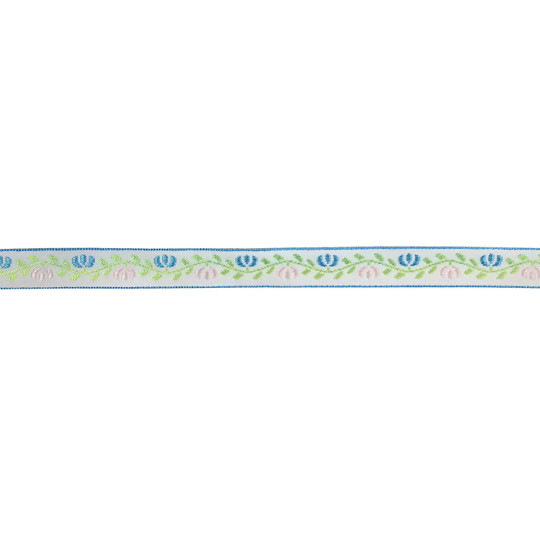 Light Blue and Pink Floral Folk Costume Trim ~ Vintage Japan ~ 1/2" wide ~ Poly