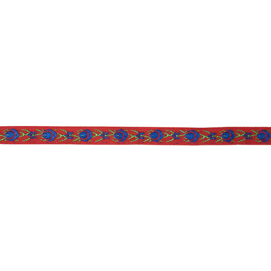 Red and Blue Floral Folk Costume Trim ~ Vintage Japan ~ 3/8" wide ~ Poly