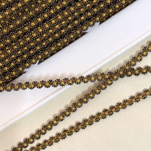 Old Stock Fancy Woven Trim in Metallic Old Gold + Golden Yellow ~ 3/16" wide