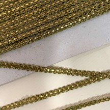Old Stock Fancy Woven Trim in Bright Gold + Metallic Gold ~ 1/4" wide