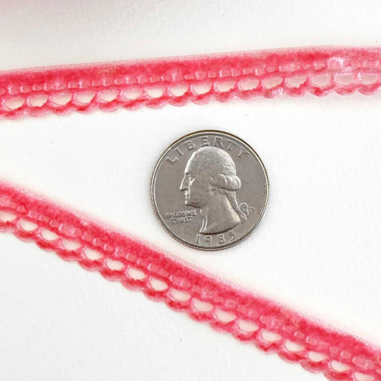 Soft Velvet Openwork Ribbon Trim in Candy Pink ~ 7/16" wide