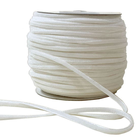 Tiny Velvet Ribbon Trim in Eggshell ~ 1/8" wide