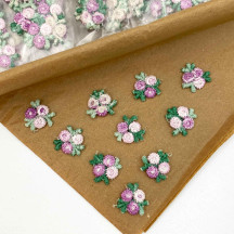 Venise Lace Rosebud Apliques ~ Set of 10 ~ MIXED PURPLE
