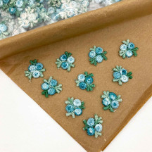 Venise Lace Rosebud Apliques ~ Set of 10 ~ MIXED TURQUOISE