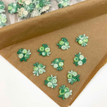 Venise Lace Rosebud Apliques ~ Set of 10 ~ MIXED GREEN