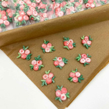 Venise Lace Rosebud Apliques ~ Set of 10 ~ MIXED PEACH