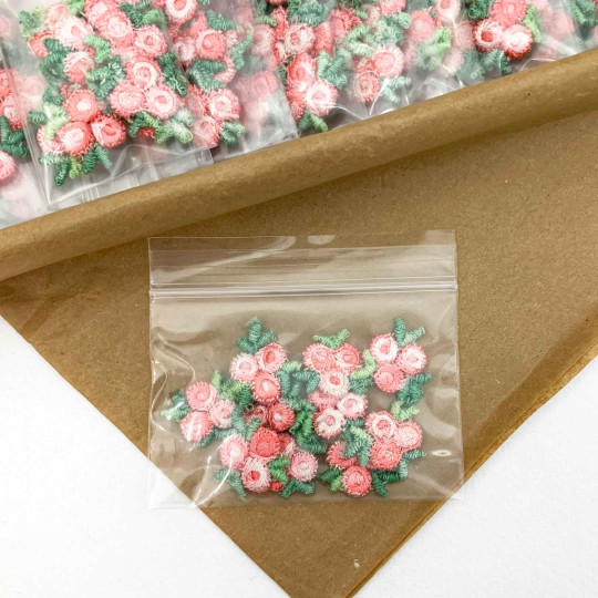 Venise Lace Rosebud Apliques ~ Set of 10 ~ MIXED PEACH