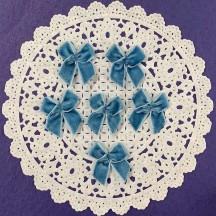 Small Vintage Velvet Bows ~ Set of 6 ~ FRENCH BLUE