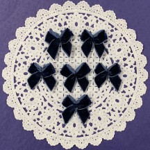 Small Vintage Velvet Bows ~ Set of 6 ~ NAVY BLUE