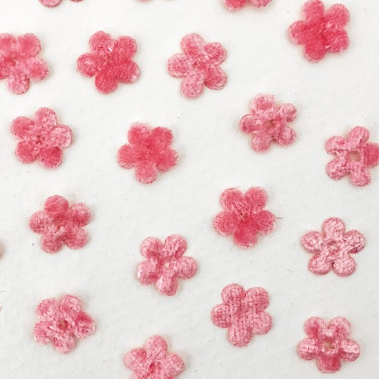 Mini Die-cut Velvet Forget Me Not Flowers ~ Set of 48 ~ PINK