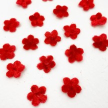 Mini Die-cut Velvet Forget Me Not Flowers ~ Set of 48 ~ RED