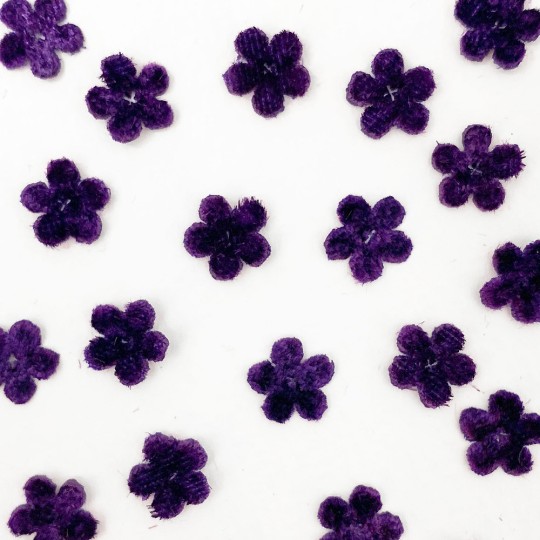 Mini Die-cut Velvet Forget Me Not Flowers ~ Set of 48 ~ VIOLET PURPLE