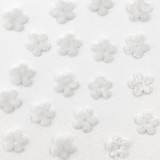 Mini Die-cut Velvet Forget Me Not Flowers ~ Set of 48 ~ WHITE