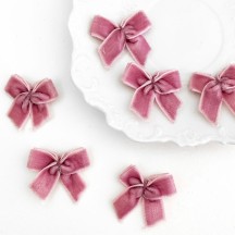 Small Velvet Bows ~ Set of 6 ~ DUSTY ROSE PINK