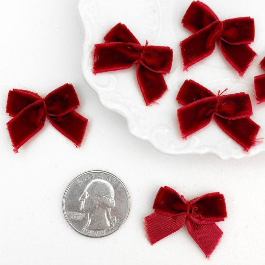 Gift Package Bows, Small Set of Red Christmas Bows, Red Velvet Bow,  Christmas Small Bows, Wreath Embellishments, Lantern Bows