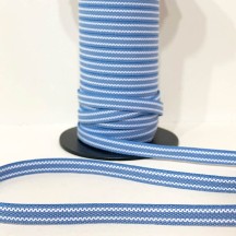 Light Blue and White Geometric Stripe Folkloric Costume Trim ~ Sweden ~ 7 mm wide