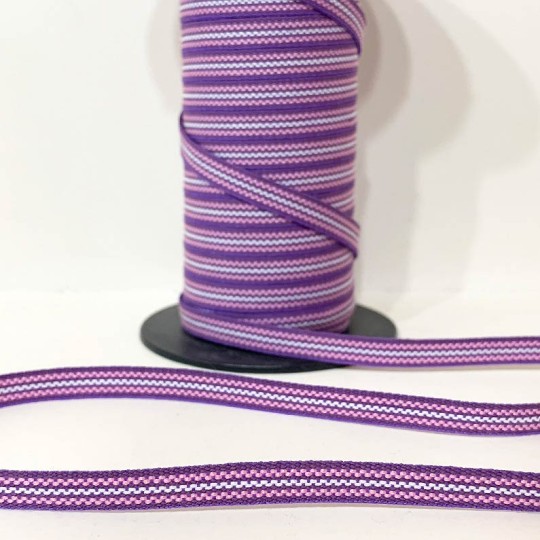Pink and Purple Geometric Stripe Folkloric Costume Trim ~ Sweden ~ 7 mm wide