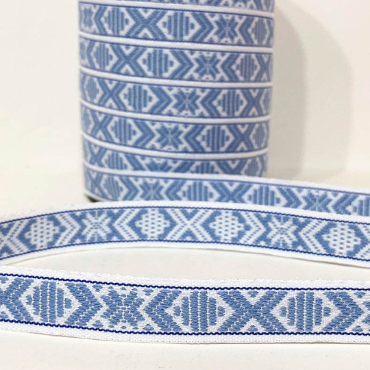 Light Blue Nordic Folkloric Costume Trim ~ Sweden ~ 15 mm wide