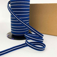 Blue and Black Geometric Stripe Folkloric Costume Trim ~ Sweden ~ 7 mm wide