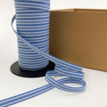 Light Blue and White Geometric Stripe Folkloric Costume Trim ~ Sweden ~ 7 mm wide