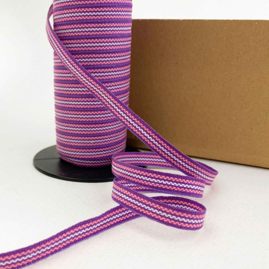 Pink and Purple Geometric Stripe Folkloric Costume Trim ~ Sweden ~ 7 mm wide