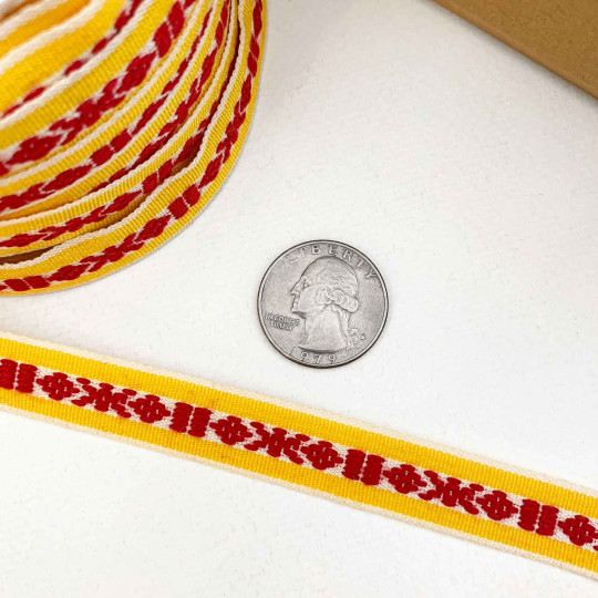 Yellow and Red Ribbon Trim ~ Sweden ~ 13 mm wide