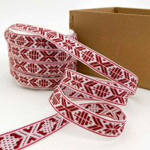 Burgundy Nordic Folkloric Costume Trim ~ Sweden ~ 15 mm wide