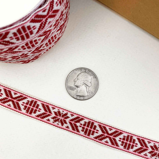Burgundy Nordic Folkloric Costume Trim ~ Sweden ~ 15 mm wide