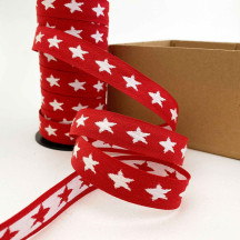 White Stars on Red Ribbon Trim ~ Sweden ~ 17 mm wide