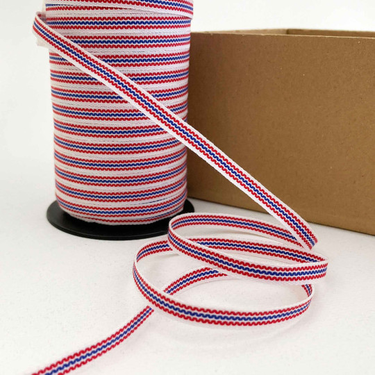 Red, White and Blue Stripe Folkloric Costume Trim ~ Sweden ~ 7 mm wide