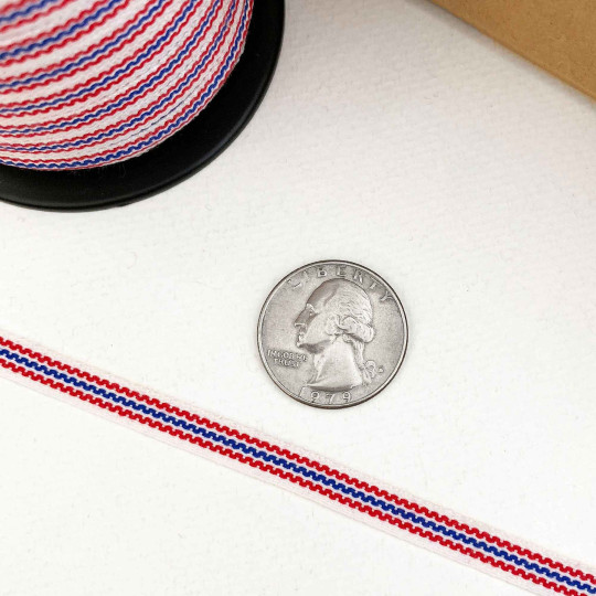 Red, White and Blue Stripe Folkloric Costume Trim ~ Sweden ~ 7 mm wide