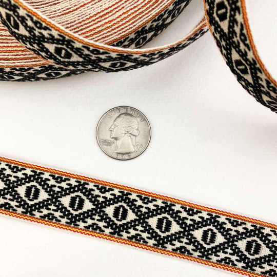 Black Geometric Folkloric Costume Trim ~ Sweden ~ 25 mm wide