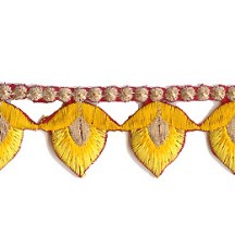 Yellow Flower Bud Embroidered Cutwork Trim ~ India ~ 1-1/8" wide