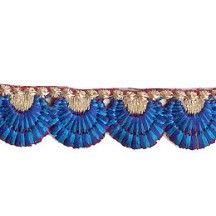 Blue and Turquoise Scalloped Embroidered Cutwork Trim ~ India ~ 3/4" wide