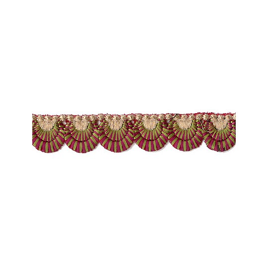 Magenta and Olive Green Scalloped Embroidered Cutwork Trim ~ India ~ 3/4" wide