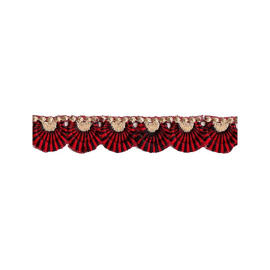 Red and Black Scalloped Embroidered Cutwork Trim ~ India ~ 3/4" wide