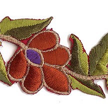 Brown and Green Flower Embroidered Cutwork Trim ~ India ~ 1-3/4" wide