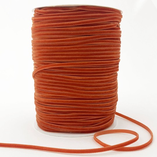 Tiny Velvet Ribbon Trim in Autumn Orange ~ 1/8" wide