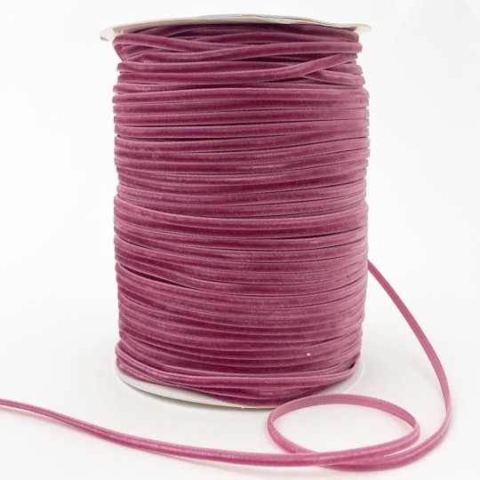 Tiny Velvet Ribbon Trim in Dusty Pink ~ 1/8" wide